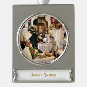 VICTORIAN ENGLAND SILVER PLATED BANNER ORNAMENT