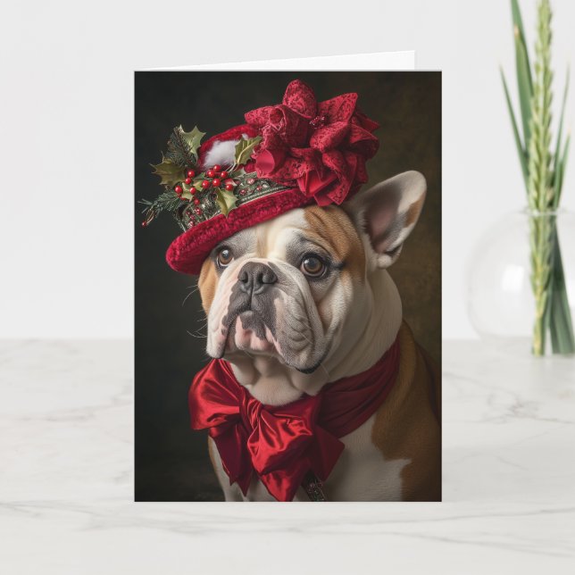 Victorian English Bulldog Christmas Holiday Card (Front)