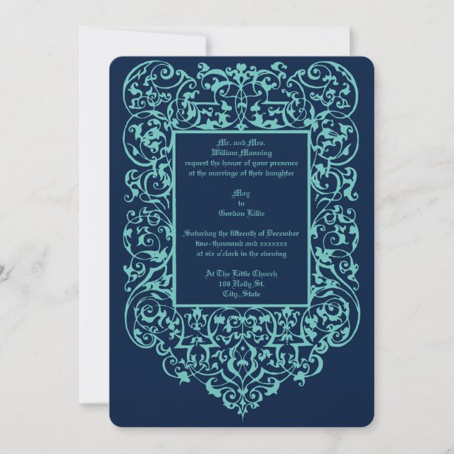Victorian Era 1844 Art Nouveau Ornate Border Invitation (Front)
