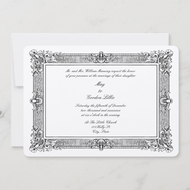 Victorian Era 1845 Baroque Rococo Style Frame Invitation (Front)