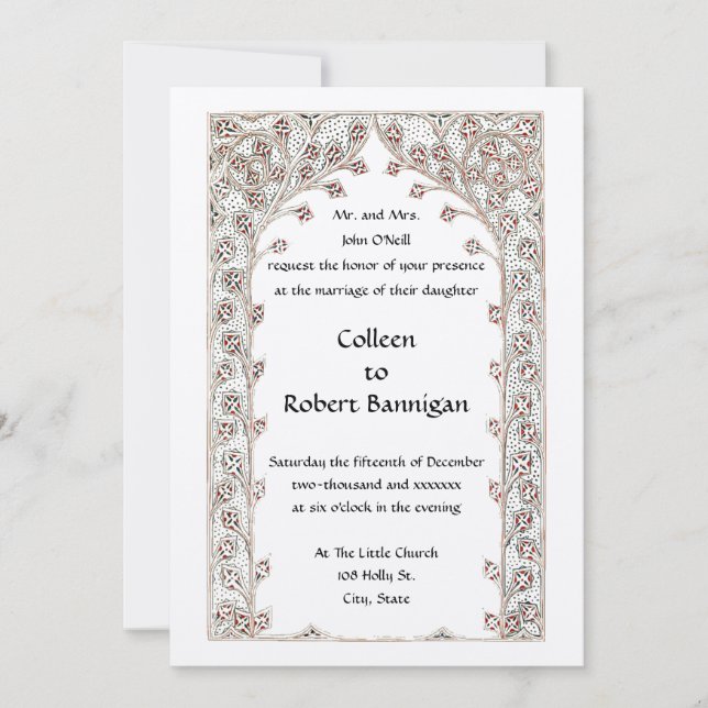 Victorian Era 1845 Gothic Style Border Wedding Invitation (Front)