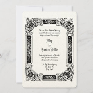 Victorian Era 1850 Rose Flowers Border Wedding Invitation