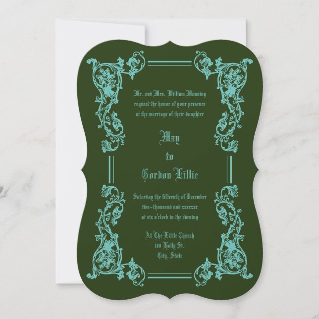Victorian Era 1851 Elegant Floral Border Wedding Invitation (Front)