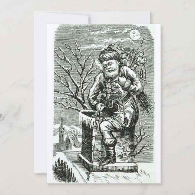 Victorian Era 1875 Santa Claus With Toys Christmas Holiday Card (Front)