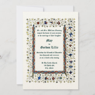 Victorian Era 1883 Mediaeval Style Wedding Invitation