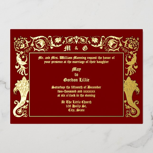 Victorian Era 1890 Cornucopias Foliage Wedding (Front)