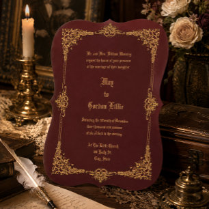 Victorian Era 1896 Elegant Ornate Border Wedding Invitation