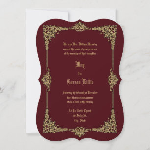 Victorian Era 1896 Elegant Ornate Border Wedding Invitation
