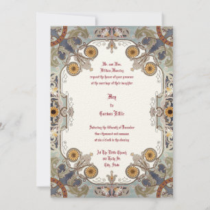 Victorian Era 1899 Art Nouveau Floral Border Invitation