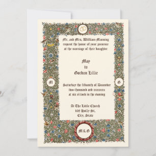 Victorian Era 1899 Mediaeval Style Wedding Invitation