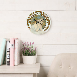 Victorian Era Art Nouveau by Mucha Library Large Clock