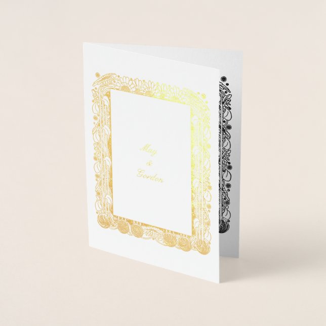 Victorian Era Art Nouveau Floral Foil Card (Front)