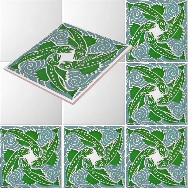 Victorian Era Art Nouveau Four Fish Pattern Tile (Creator Uploaded)