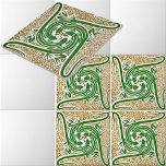 Victorian Era Art Nouveau Four Lizards Pattern Tile<br><div class="desc">This is a digitally enhanced print pattern design derived from an antique Victorian era art nouveau or arts and crafts style lizard design by Maurice Pillard Verneuil. You can customise the background colour.</div>