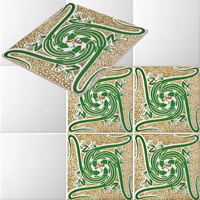 Victorian Era Art Nouveau Four Lizards Pattern Tile (Creator Uploaded)