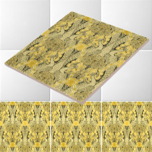 Victorian Era Art Nouveau Peacocks & Honeysuckle Tile