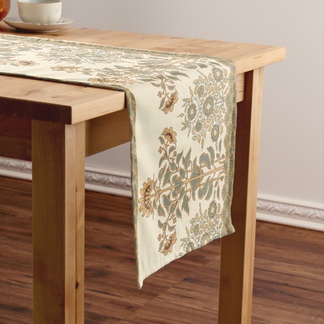 Victorian Era Art Nouveau Sunflower Frieze Pattern Short Table Runner (In Situ)