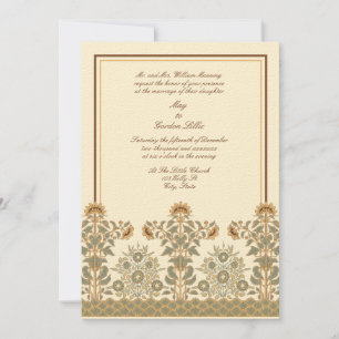 Victorian Era Art Nouveau Sunflowers Wedding Invitation
