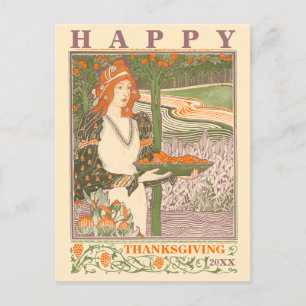Victorian Era Art Nouveau Thanksgiving Holiday Postcard