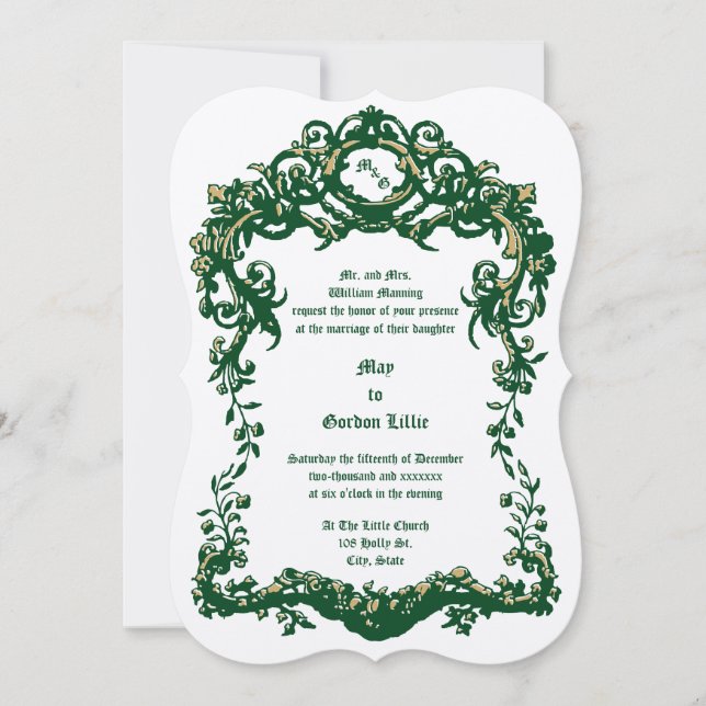 Victorian Era Baroque Rococo Style Fruit & Foliage Invitation (Front)