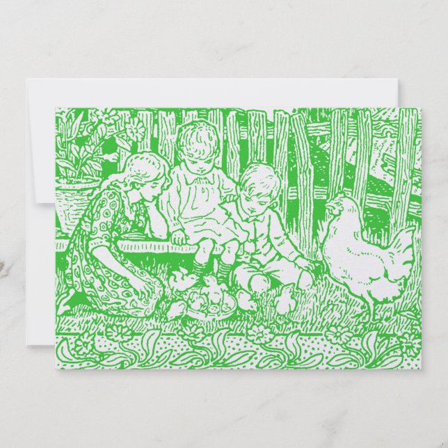 Victorian Era Children & Baby Chicks Holiday Card (Front)