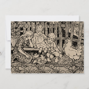 Victorian Era Children & Baby Chicks Holiday Card
