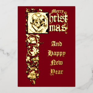 Victorian Era Christmas Angel With Star Foil Holiday Card