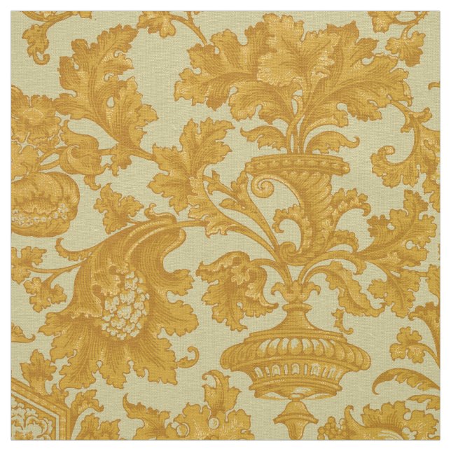Victorian Era Cornucopia & Urn Flowers Pattern Fabric (Swatch)