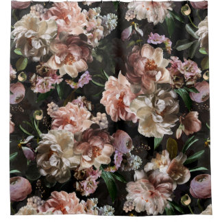 Victorian Era Dark Lush Bold Moody Gothic Floral Shower Curtain