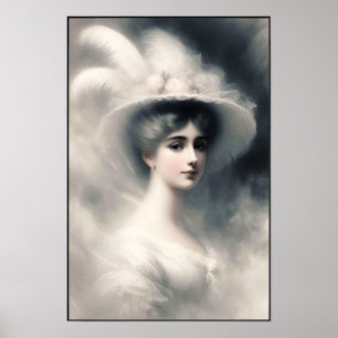 Victorian Era Debutante in White Elegance Poster