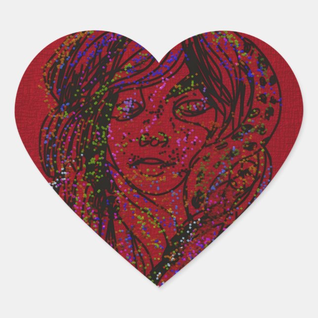 Victorian Era Dreamer Girl Heart Stickers (Front)