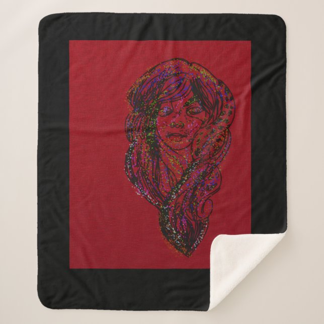 Victorian Era Dreamer Girl  Sherpa Blanket (Front)