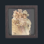 Victorian Era Fashion Gift Box<br><div class="desc">This design was created with a vintage postcard image. The style resembles the Victorian Era. Prince Albert,  the husband of Queen Victoria brought the Christmas tree to England. Her holiday style was fancy dress and opulence. The women of that era followed suit.</div>