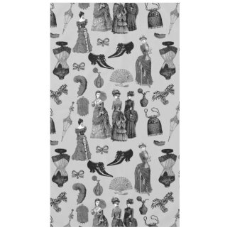 victorian era fashion women toile black white tablecloth