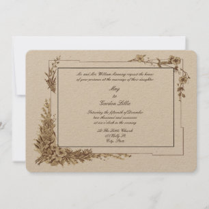 Victorian Era Floral Botanical Art Frame Wedding Invitation