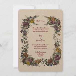 Victorian Era Floral Cartouche Invitation