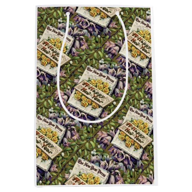 Victorian Era Floral Happy New Year Gift Bag (Front)