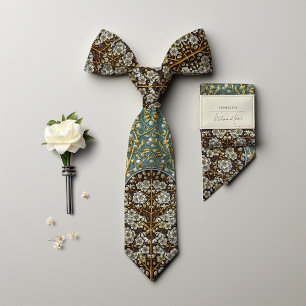Victorian-Era Floral Snowberry Men's Tie