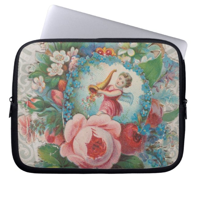 Victorian Era Floral Valentine's Card, Roses, 1879 Laptop Sleeve (Front)