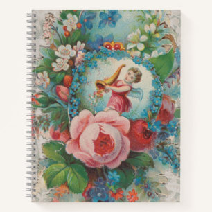 Victorian Era Floral Valentine's Card, Roses, 1879 Notebook