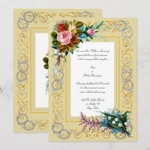 Victorian Era Floral Wreaths & Bouquets Wedding Invitation