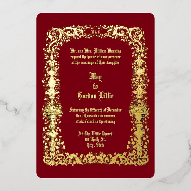 Victorian Era Flower Urns Border Wedding (Front)