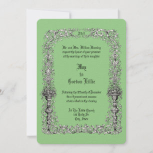 Victorian Era Flower Urns Border Wedding Invitation