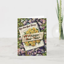 Victorian Era Flowers Happy New Year Note Cards
