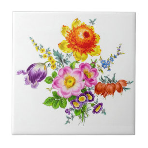 Victorian Era Flowers Tile