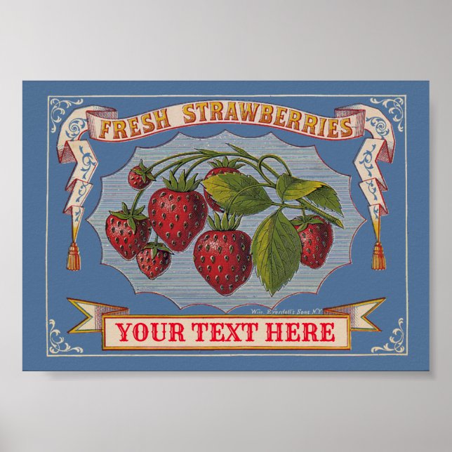 Victorian Era Fresh Strawberries Template Poster (Front)