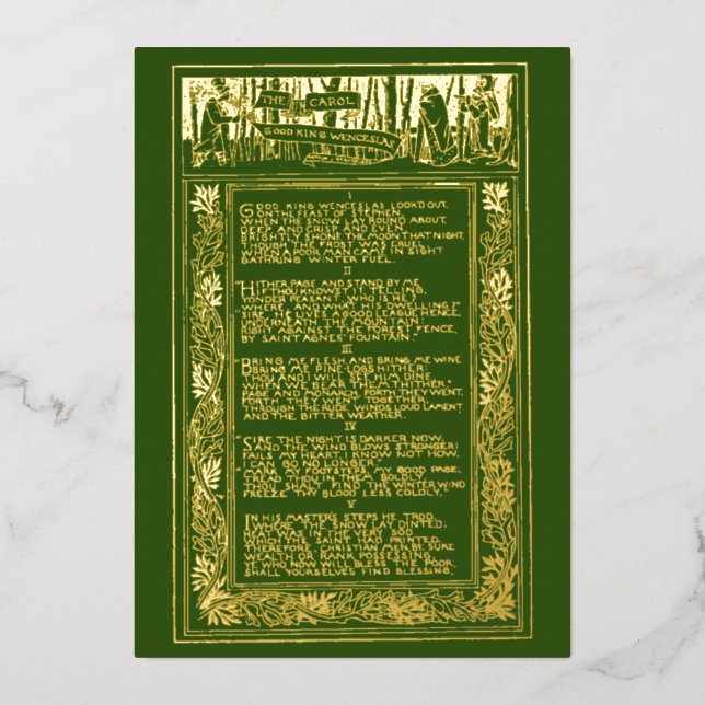 Victorian Era Good King Wenceslas Foil Holiday Card (Front)