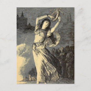Victorian Era Gypsy Tambourine Girl Postcard