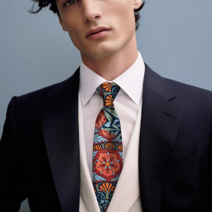 Victorian-Era Hibiscus & Rose Mallow Men's Tie