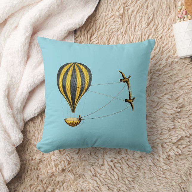 Victorian Era Hot Air Balloon Steampunk Cushion (Blanket)